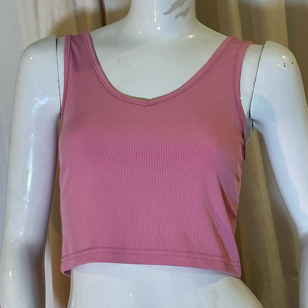 Pink Cropped Tank Top - Picture 2 of 4